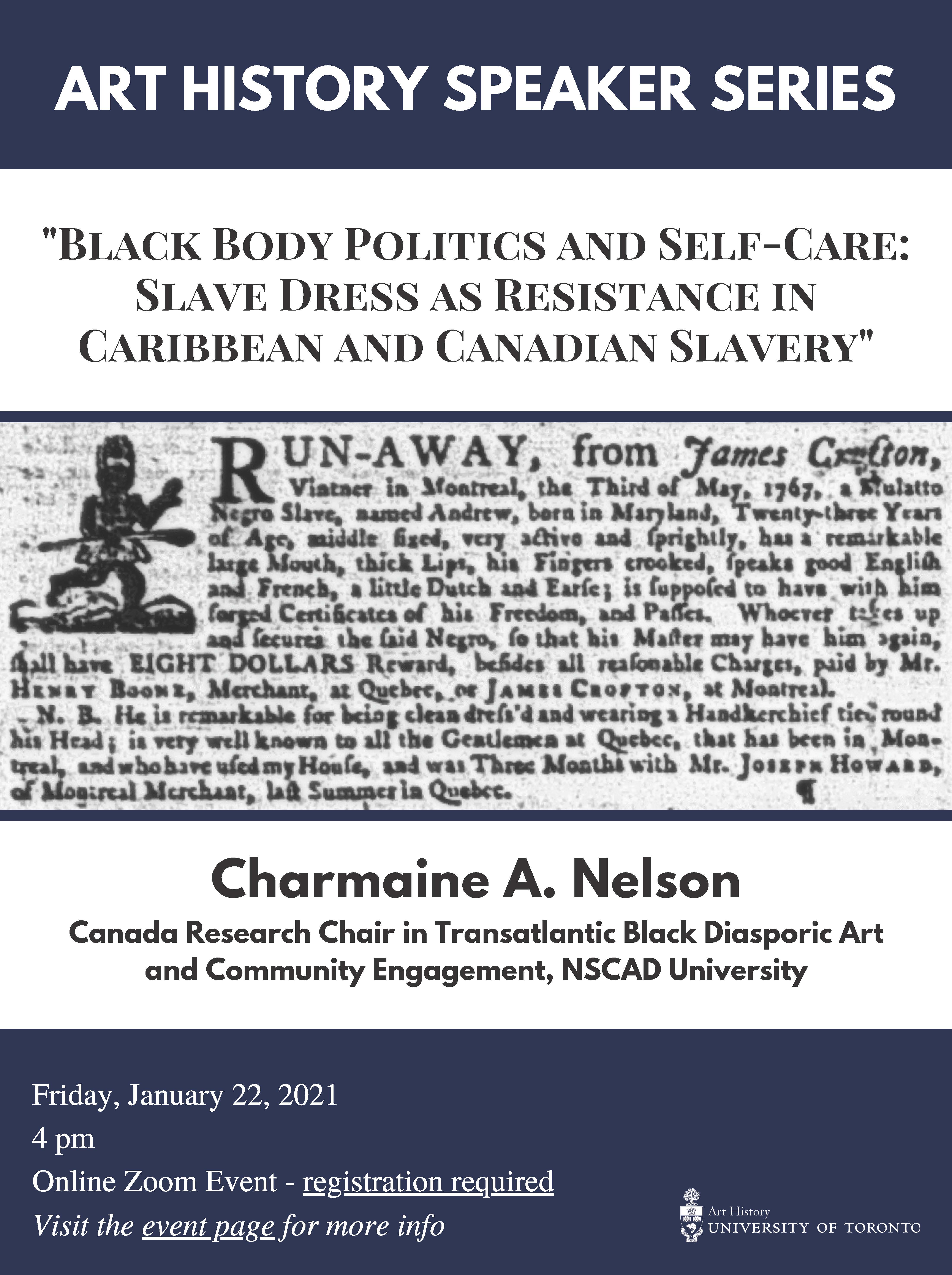 Charmaine A Nelson Art History Speaker Series poster