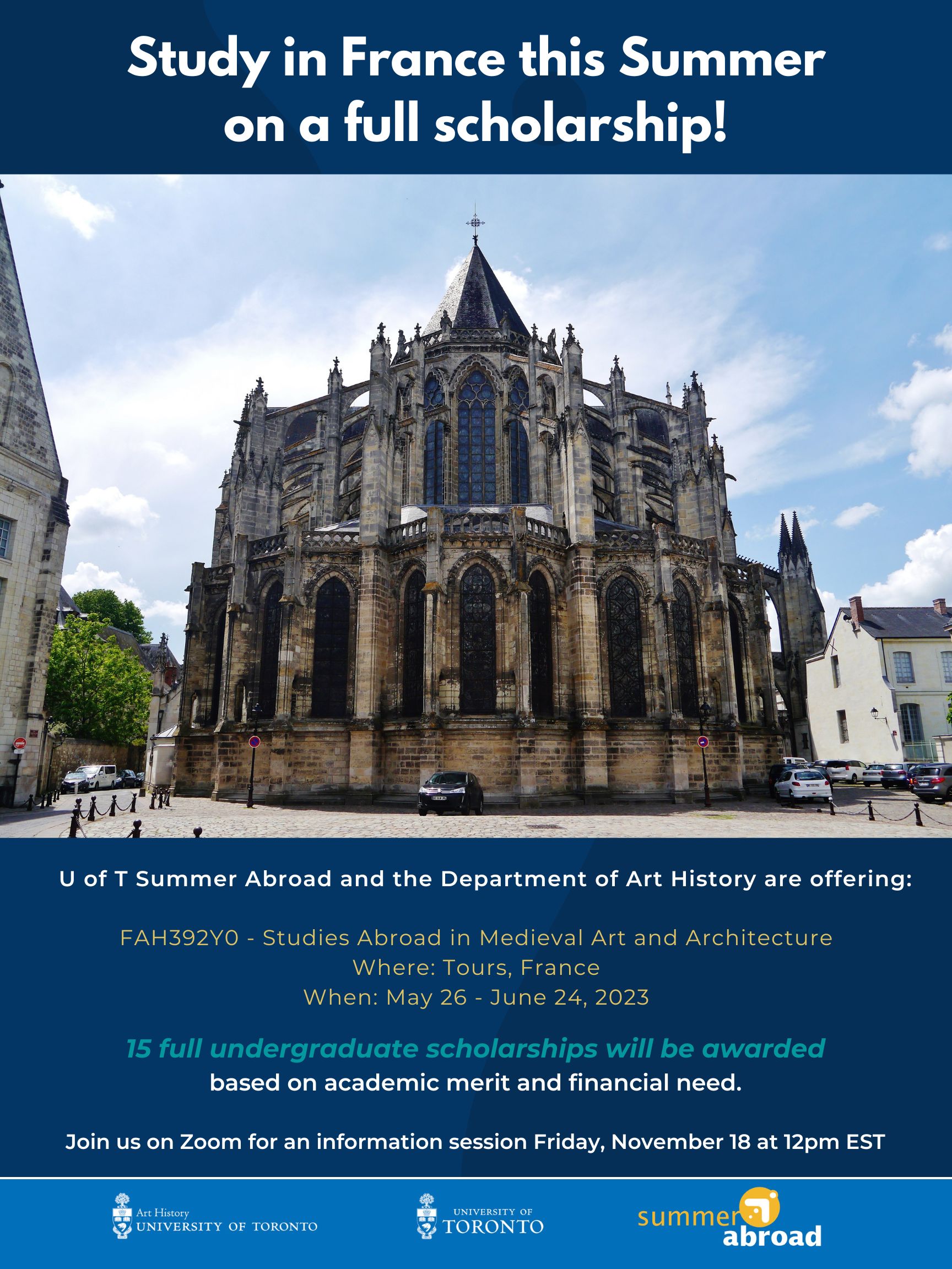 France Summer Abroad Undergrad Scholarship Poster