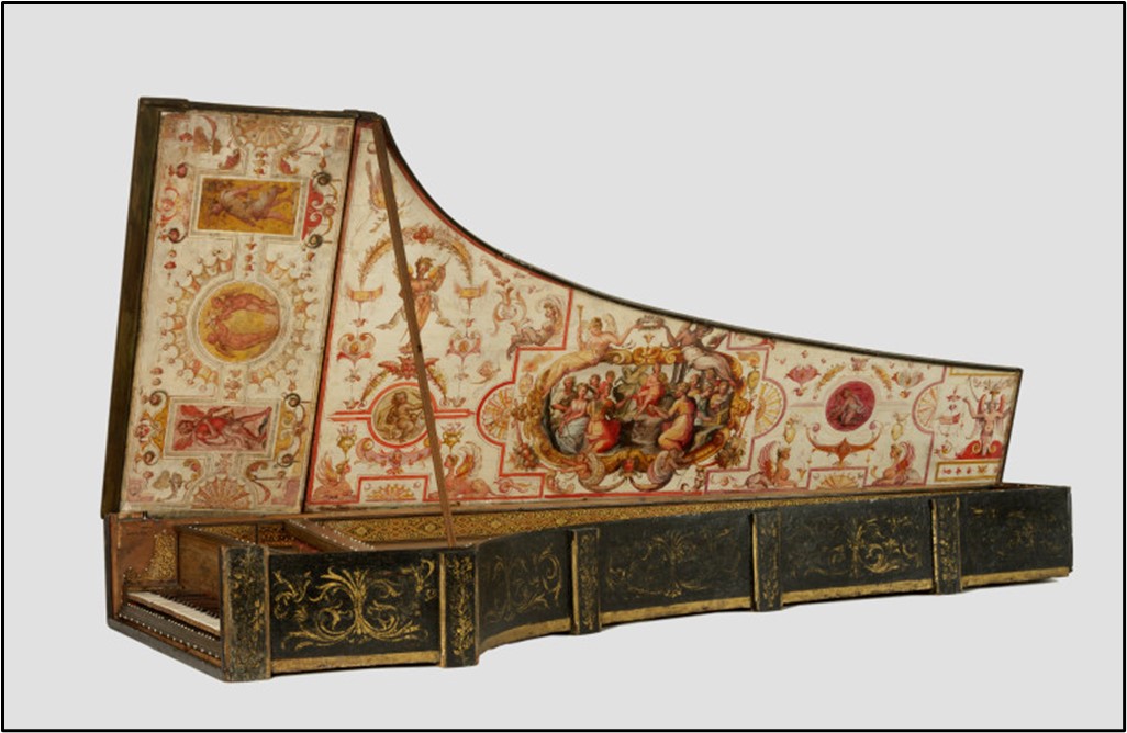 Harpsichord, Giovanni Antonio Buffo, Venice, 1574. Victoria and Albert Museum 6007:1 to 3-1859.