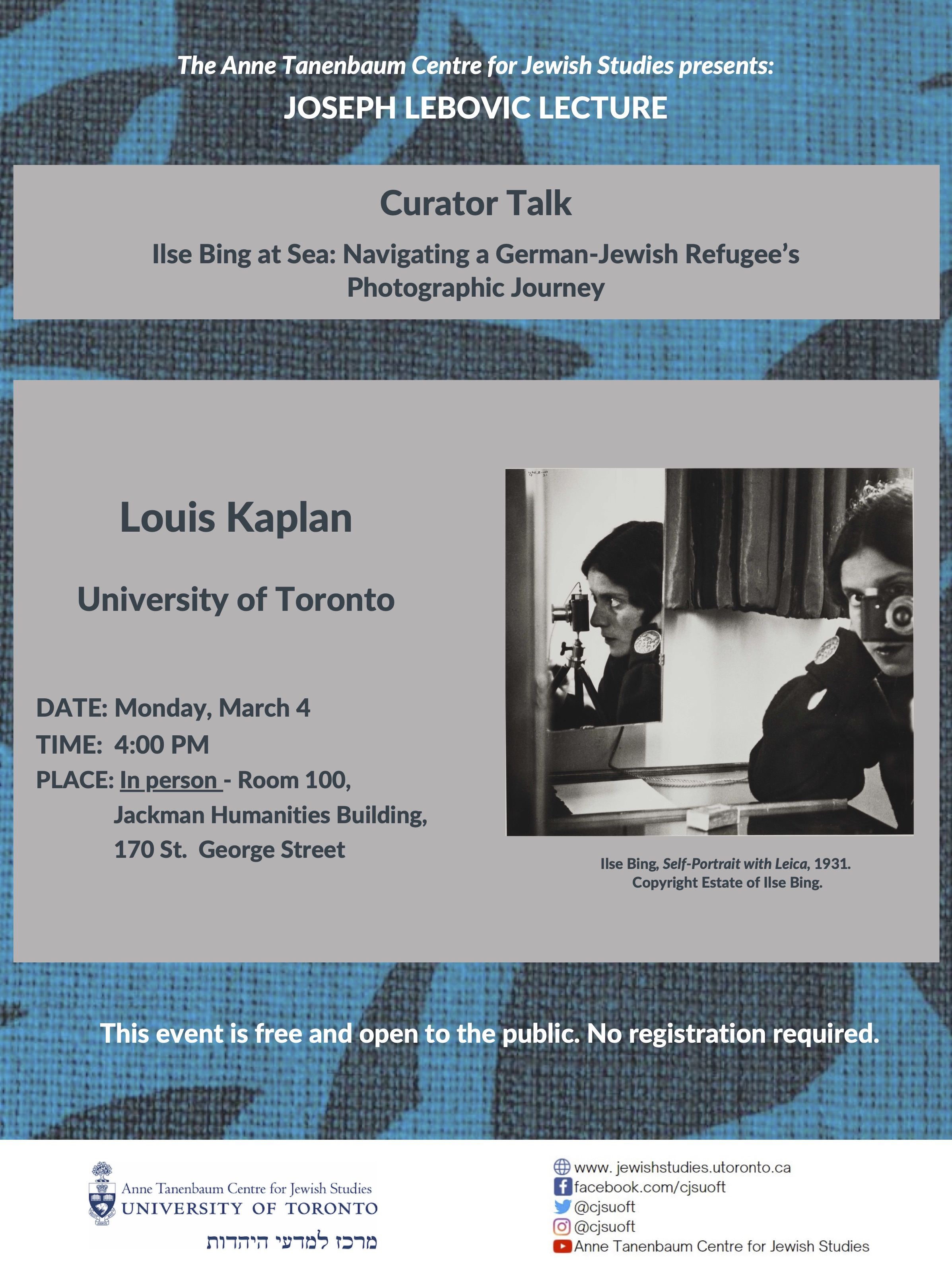 Joseph Lebovic Lecture Poster featuring Louis Kaplan