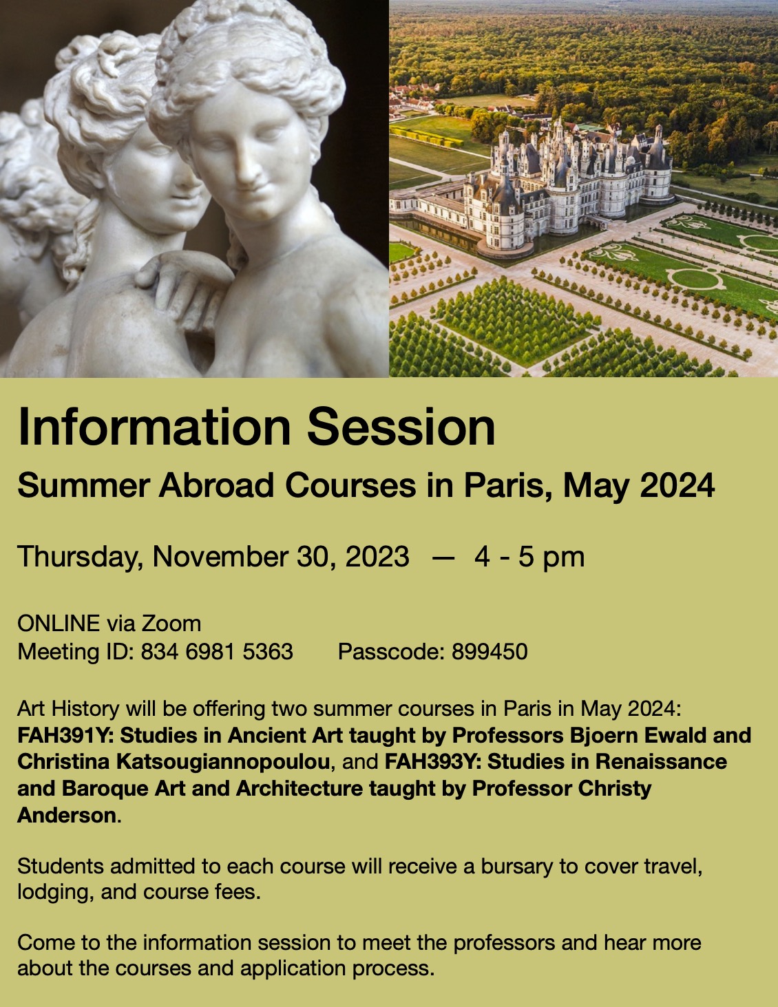 2023 Paris Summer Abroad Info Session poster