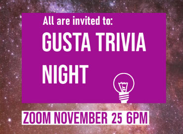 Nov 25 GUStA trivia night text on top of starry background