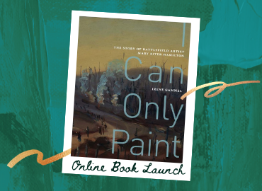 Cover of I Can Only Paint book on blue background with gold ribbon