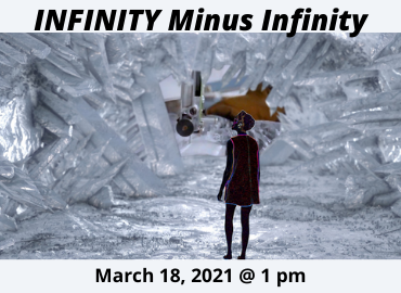 Image of still from Infinity Minus Infinity with silhouette of a woman facing away from the screen