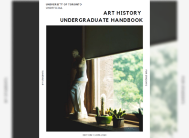 Handbook cover featuring Venus de Milo figurine and plants facing open sunny window