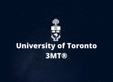 University of Toronto Three Minute Thesis competition text on starry sky background.